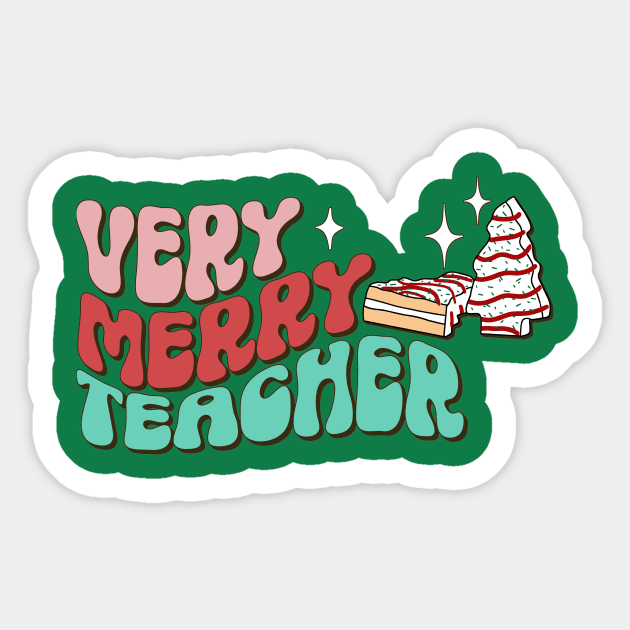 Teacher Christmas Cake Very Merry Groovy Christmas Vibes Sticker by SilverLake